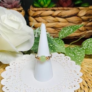 Dainty Meticulously Hand Crafted Gold plated Green Stone Ring